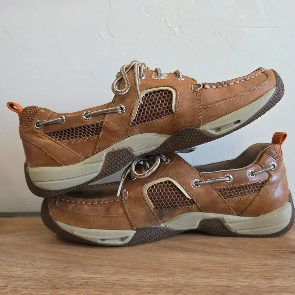 Sperry Sea Kite Sport Moc Boat Shoes Men 10M Light Brown Leather Lace Up